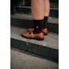 Unisex rebrované ponožky s výšivkou "Ribbed Embroidery dark brown/mushroom"