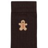 Unisex rebrované ponožky s výšivkou "Ribbed Embroidery dark brown/gingerbread"