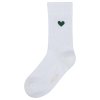 Unisex rebrované ponožky s výšivkou "Ribbed Embroidery white/green heart" (Veľkosť 43-46)
