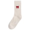 Unisex rebrované ponožky s výšivkou "Ribbed Embroidery cream blend/bow" (Veľkosť 43-46)
