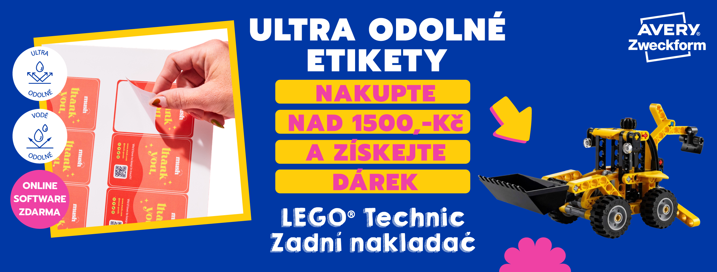 Stavebnice Lego Technic 42197 zdarma k ultra odolným etiketám Avery Zweckform