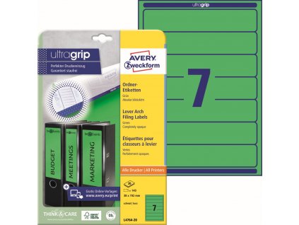 Zelené etikety na pořadače 38x192 mm Avery Zweckform L4764-20
