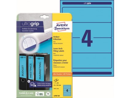 Modré etikety na pořadače 61x192 mm Avery Zweckform L4767-20