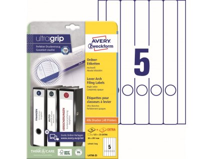 Samolepicí etikety na pořadače 38x297 mm Avery Zweckform L4758-25