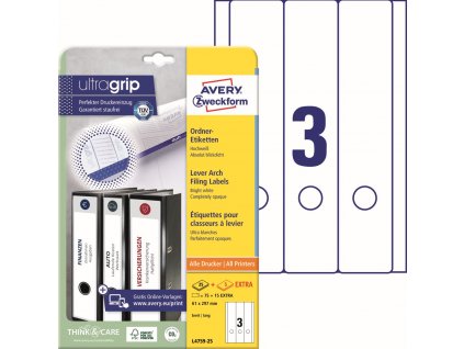 Samolepicí etikety na pořadače 61x297 mm Avery Zweckform L4759-25