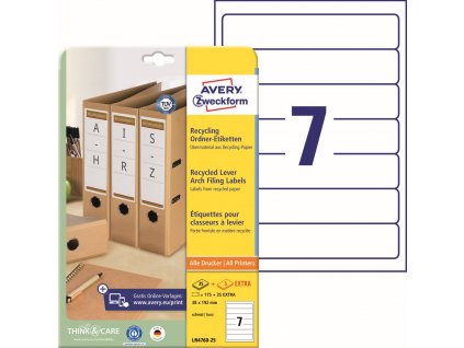 Recyklované etikety na pořadače 38x192 mm Avery Zweckform LR4760-25