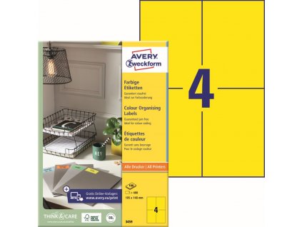 Žluté samolepicí etikety 105x148 mm Avery Zweckform 3459