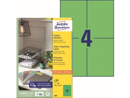 Zelené samolepicí etikety 105x148 mm Avery Zweckform 3458