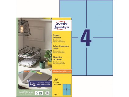 Modré samolepicí etikety 105x148 mm Avery Zweckform 3457