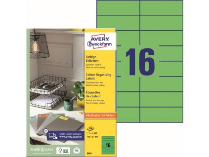 Zelené samolepicí etikety 105x37 mm Avery Zweckform 3454