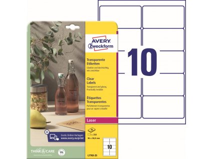 Čiré samolepicí etikety 96x50,8 mm Avery Zweckform L7783-25