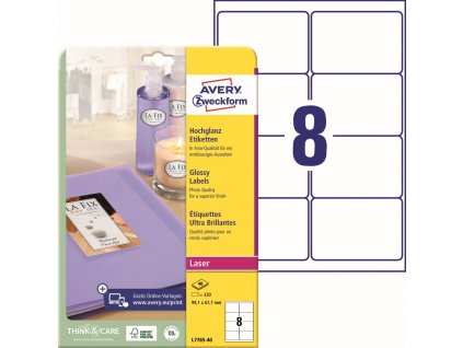 Lesklé samolepicí etikety 99,1x67,7 mm Avery Zweckform L7765-40