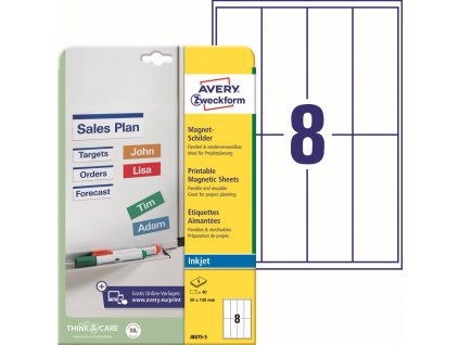 Magnetické štítky pro Inkjet 50x140 mm Avery Zweckform J8875-5