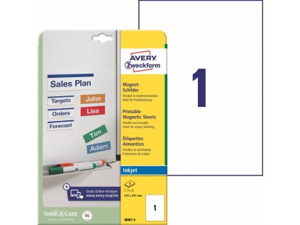 Magnetické štítky pro Inkjet 210x297 mm Avery Zweckform J8867-5