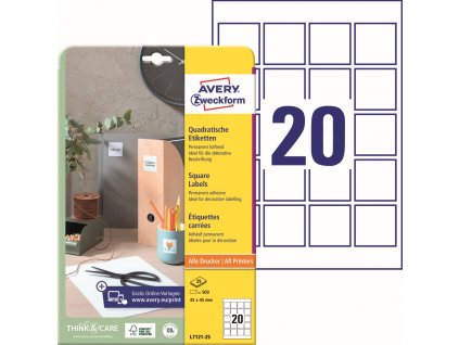Samolepicí etikety na QR kódy 45x45 mm Avery Zweckform L7121-25