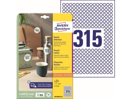 Kulaté snímatelné etikety Ø 10 mm Avery Zweckform L6019REV-25