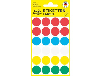 Kulaté značkovací etikety Ø 18 mm Avery Zweckform 3089