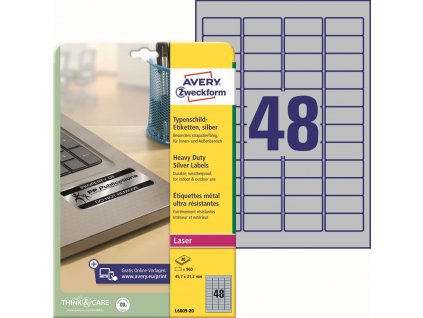 Velmi odolné samolepicí PET etikety 45,7x21,2 mm Avery Zweckform L6009-20