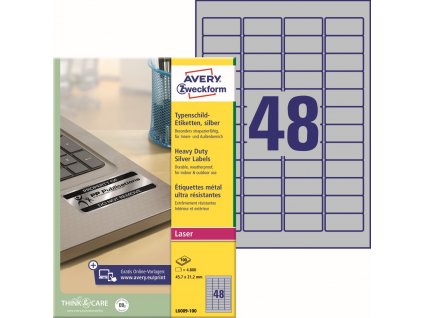 Velmi odolné samolepicí PET etikety 45,7x21,2 mm Avery Zweckform L6009-100