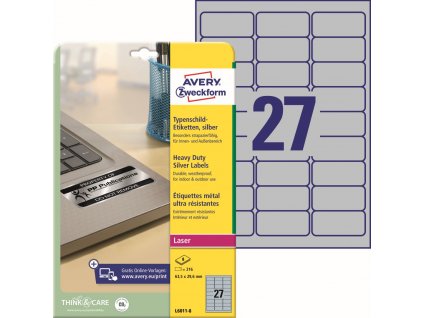 Velmi odolné samolepicí PET etikety 63,5x29,6 mm Avery Zweckform L6011-8