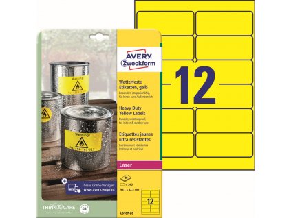 Odolné samolepicí PET etikety 99,1x42,3 mm Avery Zweckform L6107-20