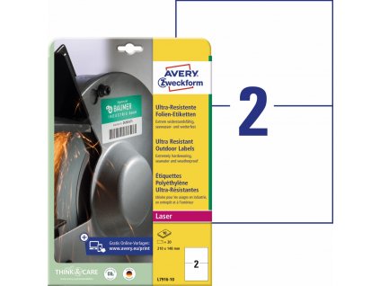 Ultra odolné samolepicí PE etikety 210x148 mm Avery Zweckform L7916-10