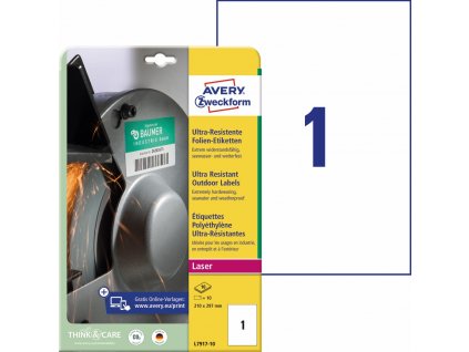 Ultra odolné samolepicí PE etikety 210x297 mm Avery Zweckform L7917-10
