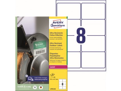 Ultra odolné samolepicí PE etikety 99,1x67,7 mm Avery Zweckform L7914-40