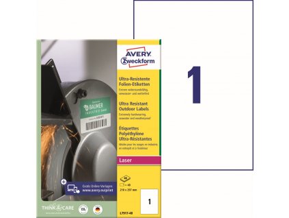 Ultra odolné samolepicí PE etikety 210x297 mm Avery Zweckform L7917-40
