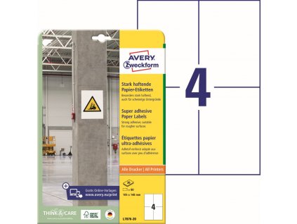 Silně lepivé etikety 105x148 mm Avery Zweckform L7876-20