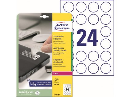 Kulaté bezpečnostní etikety Ø 40 mm Avery Zweckform L6112-20