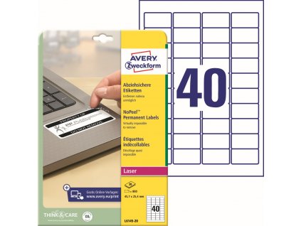 Neodlepitelné etikety 45,7x25,4 mm Avery Zweckform L6145-20