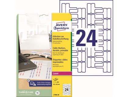Samolepicí etikety na kabely 60x40 mm Avery Zweckform L7950-20