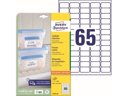 Mrazuvzdorné samolepicí etikety 38,1x21,2 mm Avery Zweckform L7971-25