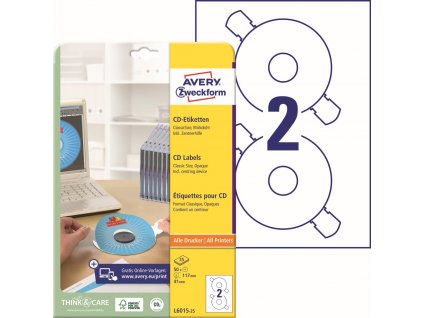 Samolepicí etikety na CD Ø 117 mm Avery Zweckform L6015-25