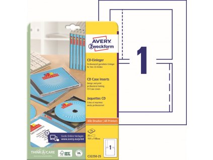 Potisknutelné obaly na CD 151x118 mm Avery Zweckform C32250-25