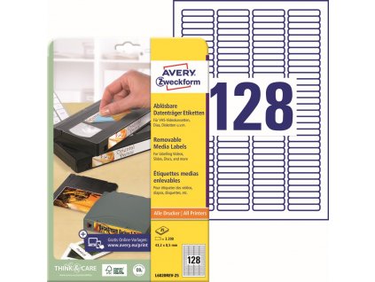 Snímatelné samolepicí etikety 43,2x8,5 mm Avery Zweckform L6020REV-25