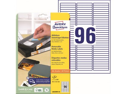 Snímatelné samolepicí etikety 63,5x8,5 mm Avery Zweckform L6022REV-25