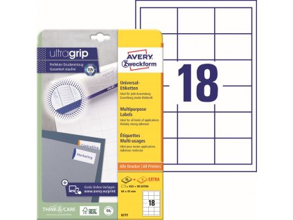 Samolepicí etikety 64x45 mm Avery Zweckform 6171