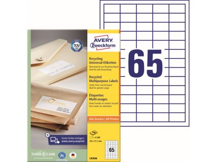 Recyklované samolepicí etikety 38x21,2 mm Avery Zweckform LR3666