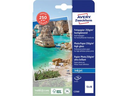 Fotografický papír 13x18 cm 250 g/m² Avery Zweckform C2560