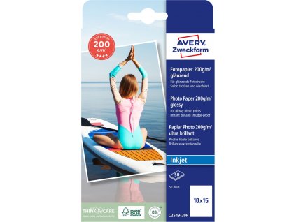 Fotografický papír 10x15 cm 200 g/m² Avery Zweckform C2549-20P