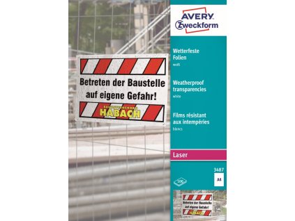 Počasí odolné fólie A4 Avery Zweckform 3487