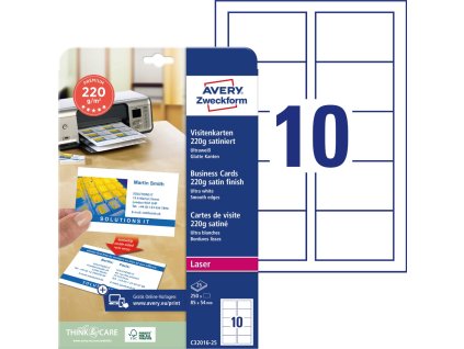 Vizitkový papír 220 g/m² 85x54 mm Avery Zweckform C32016-25