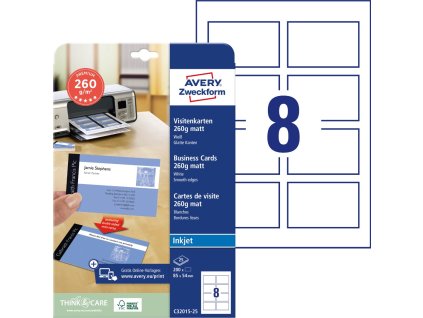 Vizitkový papír 260 g/m² 85x54 mm Avery Zweckform C32015-25