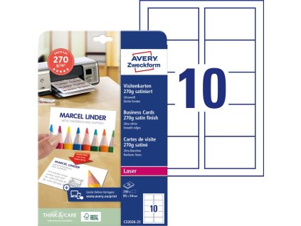 Vizitkový papír 270 g/m² 85x54 mm Avery Zweckform C32026-25