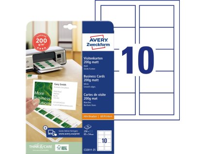 Vizitkový papír 200 g/m² 85x54 mm Avery Zweckform C32011-25