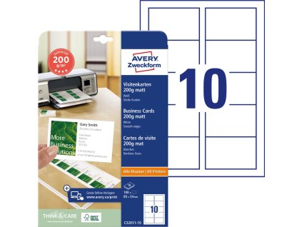 Vizitkový papír 200 g/m² 85x54 mm Avery Zweckform C32011-10