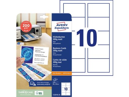 Vizitkový papír 200 g/m² 85x54 mm Avery Zweckform C32010-25