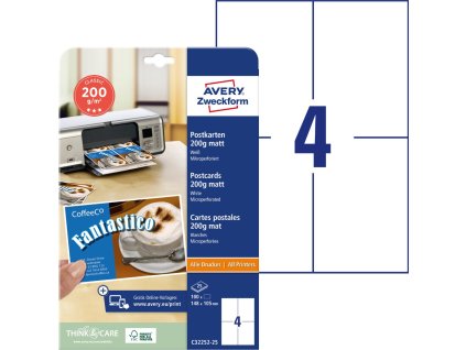 Potisknutelné papírové štítky 200 g/m2 148x105 mm Avery Zweckform C32252-25